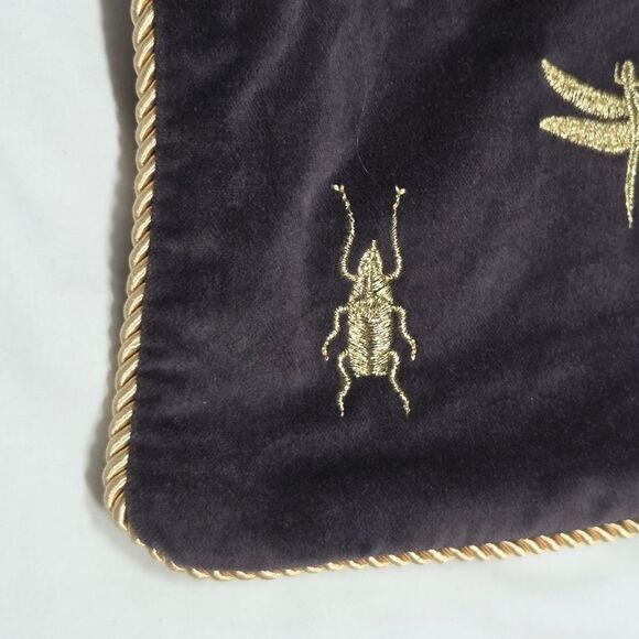 Bug Embroidered Cushion Cover Charcoal Velvet - Picture 3 of 6